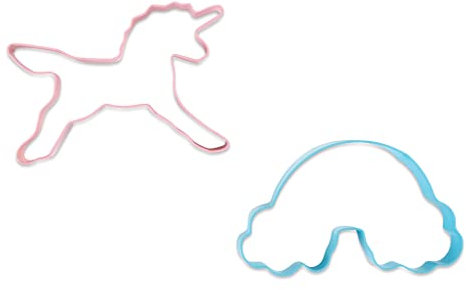 Handstand - Juego de cortadores de galletas (2 piezas), diseño de arcoíris y unicornios