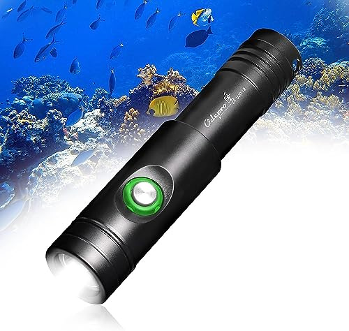 Orcatorch Odepro WD12 Scuba Diving Flashlight 492ft Diving Torch, 1050 Lumens Dive Torches Light Waterproof Underwater 100M Diving Lamp for Snorkeling Caving Diving