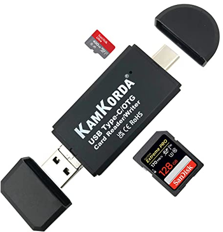 SD to USB C adapter, micro SD adapter, USB C memory adapter, multi card adapter for laptop, phone, tablet, camera, USB 2.0 and Type C OTG adapter