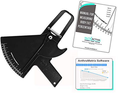 Slim Guide Hautfalten-Messschieber mit Körperfett-Software, Handbuch in Deutscher (Schwarz)