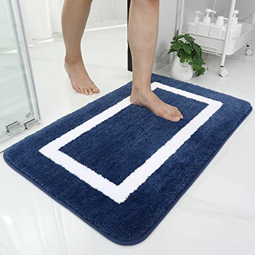 Homaxy Mikrofaser Badezimmerteppich Badematte – 50x76 cm, Marine Blau | modernes design, weich & flauschig, wasserabsorbierende, rutschfeste rückseite, maschinenwaschbar, weit verbreitet, langlebig