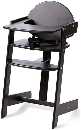 Kinderhochstuhl Holz Filou Up Holz in Schwarz I Mitwachsender Babystuhl bis 85 kg I Baby Hochstuhl ab 6 Monaten mit Tablett I Abnehmbarer 3-Punkt Sicherheitsgurt I Kinderstuhl kippsicher & stabil