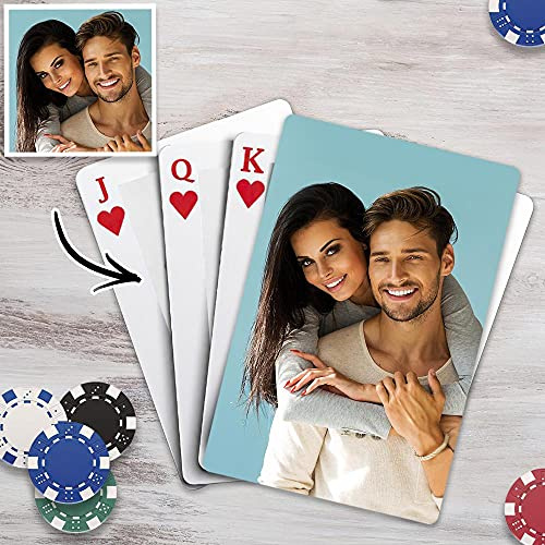 VEELU Personalisierte Spielkarten mit Foto Plastik Wasserdicht Pokerkarten mit Bedrucken Bild Kartenspiel mit Erwachsene Familie Freund Casino