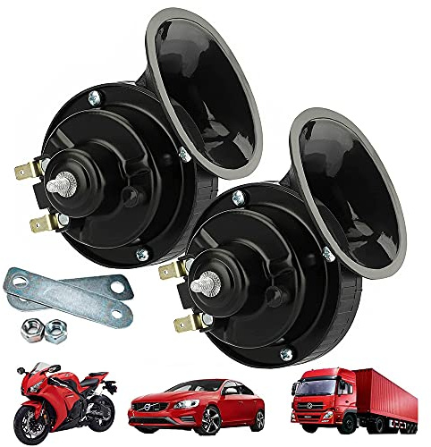 Air Horn,2 Stück 300 dB, super laut, Zughupe, Lufthupe, 12 V, wasserdicht, Doppelhorn, Raging Sound, elektrische Schneckenhupe für Auto, Motorrad, Fahrrad, LKW und Boote