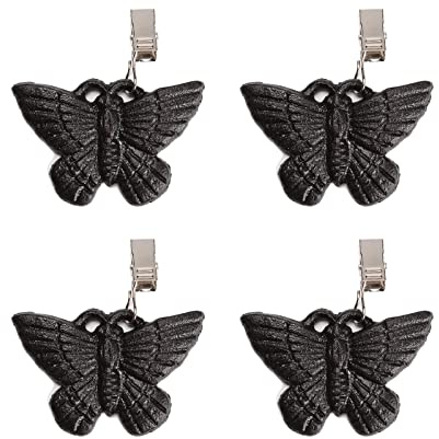BRASSTAR Cast Iron Butterfly Tablecloth Weights, Set of 4, Stainless Steel Clips, Waterproof, for Outdoor Garden Party Wedding Picnic Camping Tablecloths