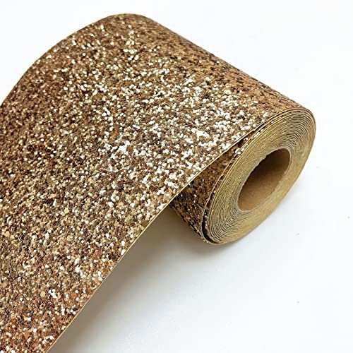 DHHOUSE Doré Paillettes Bordure de papier peint, Auto-adhésif Glitter Bordure 20 cm x 5 m