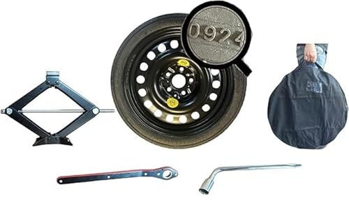 D'ANGELO 1988 Kit de roue de secours 17' compatible avec Ford Kuga Volvo XC40 XC60 avec cric, clé et poche 135/90R17, (R002A)