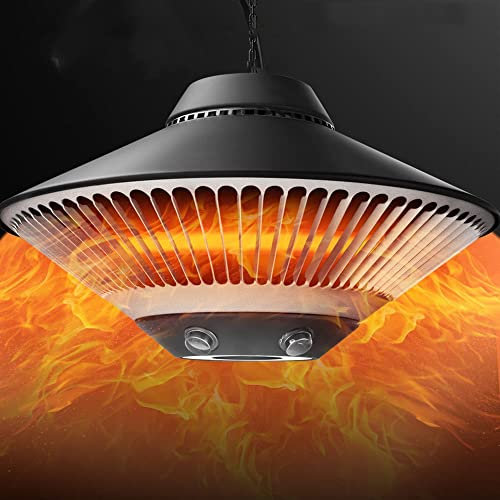 Ceiling Hanging Electric Patio Heater, 750/1500W Annular Heating Tube, for Garden Outdoor,Black