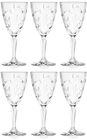 Barski Weinglas – Kelch – Rotwein – Weißwein – Wasserglas – Stielgläser – Set mit 6 Kelchen – Kristallähnliches Glas – 270 ml Wunderschön – geschliffenes Kristall – entworfen in Europa
