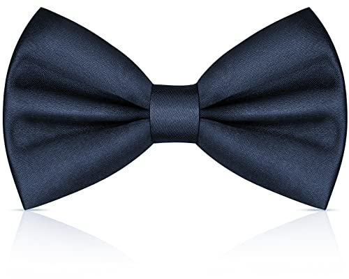 URAQT Papillon Uomo, Regolabile con Gancio, Pre-legati in Tinta Unita per Bambini Adulto, Cravatta a Farfalla Già Annodato in Diversi Colori per Feste, Matrimonio(Blu Navy)