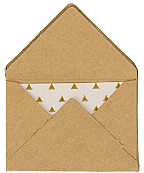 NEU Mini Briefumschläge & Karten, 3 x 4,5 cm, 10 Stück, Kraftpapier - Hot Foil Gold