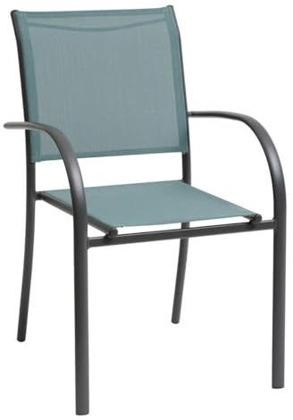Hespéride - Sillón de jardín apilable Piazza Jade Green y Grafito