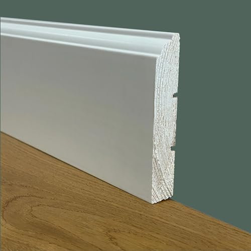 Battiscopa PREMIUM in legno MASSELLO mod.FIRENZE 91x15 laccato bianco liscio (prezzo al metro)