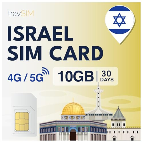 travSIM Israel SIM-kort | 10 GB mobildata med 4G/5G-hastigheter | SIM-kort för Israel fungerar på iOS- och Android-enheter | Abonnemang på Israel SIM-kort är giltigt i 30 dagar