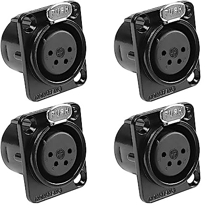 XMSJSIY 4 Pin XLR Monteringspanel XLR Manlig Ljuduttag Högtalare Mikrofonkontakt D-Typ Ram Balans för Mikrofon Musikinstrument - 4PCS (4 Pin Hona)