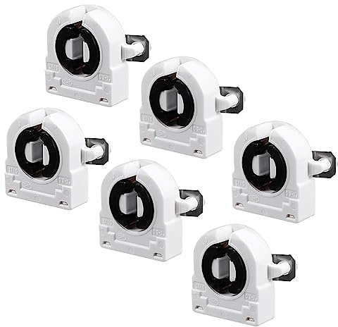 YOKIVE 6Stk Fluoreszierend Licht Halterung T8 Lampe Steckdose G13 Basis Nicht Geshuntete Steckdose Licht Ersatz Teile Toll für Haus Büro (Weiß 2A AC 500V)