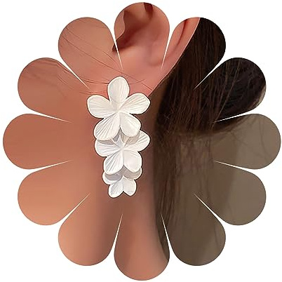 Cimenexe Böhmische Emaille Blume Tropfen Ohrringe Weiß Acryl Blume Ohrring Lange Harz Baumeln Ohrringe Floral Blütenblatt Ohrstecker Schmuck Für Frauen Und Mädchen (weiß)