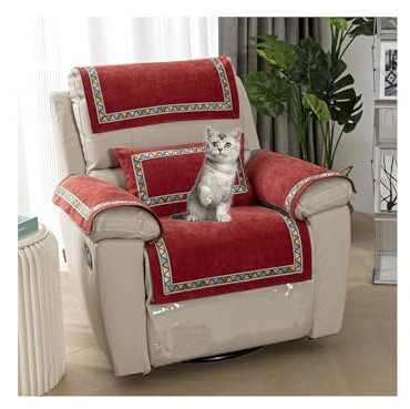 HYRAM Esselschoner Sesselschutz Sesselüberwurf Armlehnenschoner Für Sofa Kopfstützenbezug Für Möbelbezüge, Armlehnenschoner,Weiche Abnehmbar Sesselbezüge (3 Seater(8cs),Red)