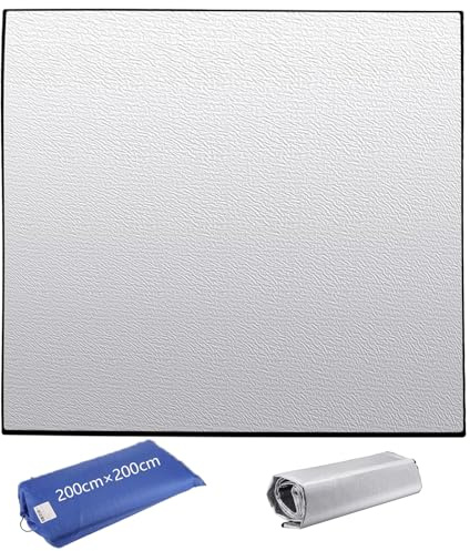 FWEEK Esterilla Camping 200x200cm, Esterilla Aluminio Aislante Impermeable Doble Cara, Esterilla Suelo para Yoga, Picnic, Playa, Incluye Bolsa de Almacenamiento