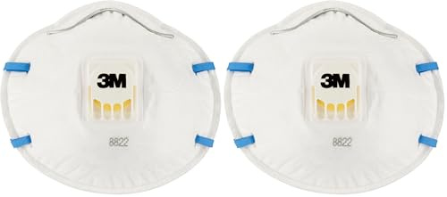 3M 8822C3, FFP2 Atemschutz-Maske für Handschleifen und Elektrowerkzeugarbeiten – Atemmaske mit Schutzstufe FFP2 Cool Flow Ventiltechnik – 3 Stück (Packung mit 2)