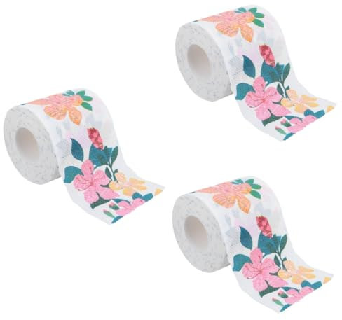 Mobestech 3 Rollen Papierservietten Rollenpapier Für Den Tisch Elegant Bedrucktes Toilettenpapier