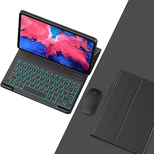 EHLCYS Funda con Teclado para Lenovo Tab M8 4ª Generación 8,0 Pulgadas 2023 (TB-300FU/TB-300XU), Teclado Inalámbrico Desmontable Retroiluminado De 7 Colores, Funda Ultrafina con Ratón,Negro