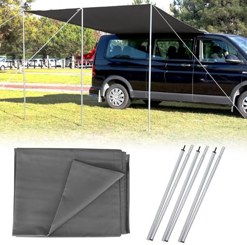 OMAC Sonnenvordach Seitenmarkise Set kompatibel mit VW Transporter T5 2003-15 L1 Stahl Grau 1tlg
