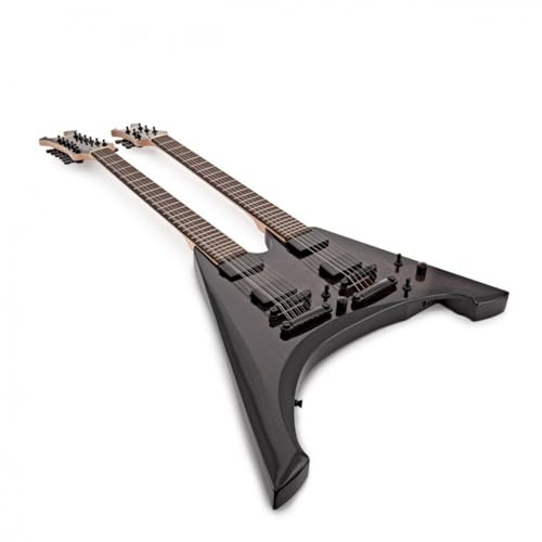 Harlem V Double Neck Gitarre 6 + 12 Saiten mit Tasche, schwarz
