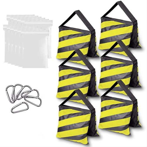EMART 6er Pack Sandsack Schwarz/Gelb für Fotografie, Strapazierfähiger Sandbag für Fotostudio, Video, Stativhalterungen