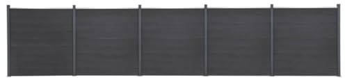 vidaXL Zaunelement Set, Rostfrei Gartenzaun Set mit 45 Zaunbrett 6 Pfosten, Sichtschutzzaun mit doppelseitigem Design, Zaun Komplettset, Grau 872x186cm WPC