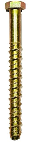 M12 (12mm) MultiScrew Masonry Concrete Self Tapping Anchor Screw Bolts with Hexagonal Head Hex Lightning Thunderbolt Ankerbolt Yellow Zinc Plated (4, M12 x 200mm)