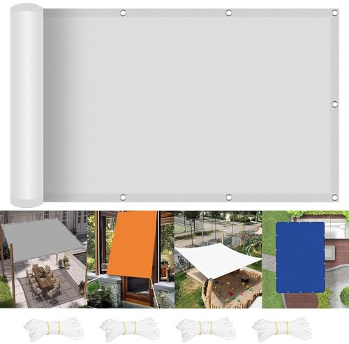 Voile d'ombrage Angle Droit 1.4 x 2.8 m Rectangulaire Jardin Parasol Filet de D'Extérieur Pergola, Fleurs, Patio, Lawn Protection UV 98% Perméable avec Corde, Blanc
