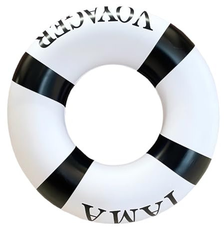 Materassino ad aria, gonfiabile, piscina gonfiabile, galleggiante gonfiabile, anello da nuoto gonfiabile, per bambini, estate, piscina, spiaggia, accessorio per feste (bianco e nero)