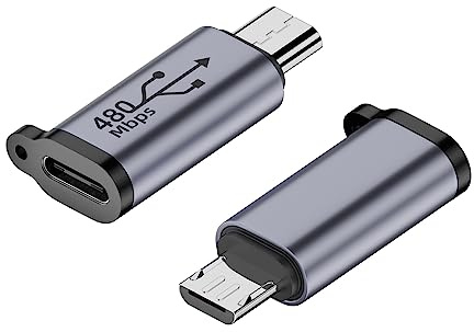 yanwuwa Adaptador micro USB a micro USB a tipo C, conector convertidor mini USB, compatible con sincronización de datos, 480 Mbps, 18 W a micro USB, adaptador mini USB tipo C hembra a micro USB macho