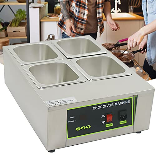 SNBGRYE Scalda Cioccolato Professionale da 1 KW, 0~90 ℃, Temperatrice per Cioccolato Commerciale di Grande capacità, Adatta per Cioccolateria, Pasticceria, Caffetteria,4Cylinder