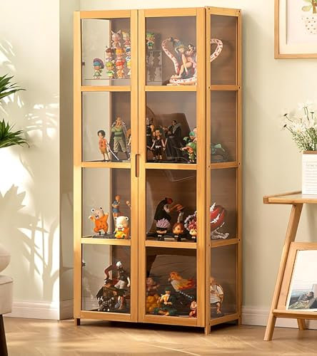 Pounjsd Vitrinenschrank Glasvitrine Vitrine Glas Glasvitrine Stehend Sammlervitrine, Flügeltürdesign, versiegelt und staubdicht Für Pops-Figuren Sammlervitrine