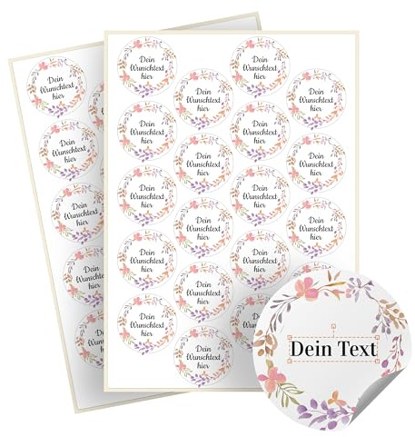 Weihnachtssticker selbst gestalten – 40 personalisierte Aufkleber - Stickerbögen – rund, Ø 5 cm – Weihnachtsetiketten als Geschenkaufkleber – Sticker mit Namen - Kranz - Motiv 9