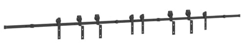 vidaXL Kit de quincaillerie de porte coulissante 400 cm Acier Noir, quincaillerie de porte coulissante, rail de porte de grange coulissante, connecteur de rail plat de porte de grange