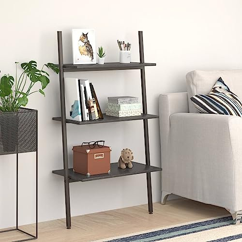 Generisch Jiangboyue-336372 - Scaletta con 3 ripiani, colore nero, 64 x 34 x 116 cm