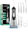 BarberBoss Water Flosser, Portable Oral Irrigator, Electric Tooth Flosser, Plaque Remover for Teeth, Dental Flosser, Teeth Cleaning Kit, Cordless Water Flossers for Gum Health, QR-7025 (Black)