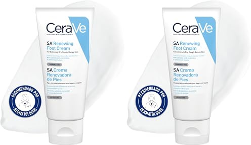 CeraVe SA Crema de Pies Renovadora, Para Pies Extremadamente Secos, Ásperos e Irritados, Exfolia e Hidrata Intensamente, Con Ácido Salicílico, 3 Ceramidas Esenciales y Lactato de Amonio, 88ml