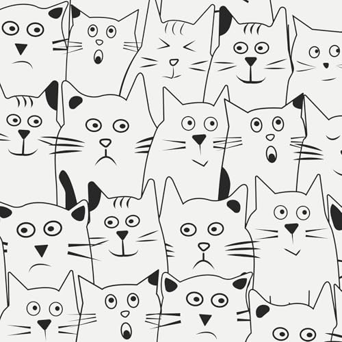 Yullpaper tapet beige med kattmönster självhäftande film möbler tecknad stil tapet barnrum möbelfolie beige skåpfolie självhäftande vägg tapeter väggdekoration sovrum självhäftande film barn 44,5 x