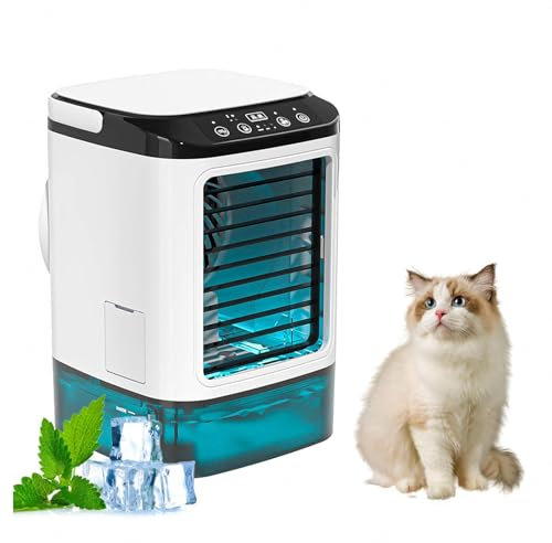 HBDSMLPL con Caja De Hielo Aire Acondicionado Portatil Silencioso, Condicionadores De Ar Portáteis con Tanque De Agua De 900ml Aire Acondicionado Portátil Sin Tubo