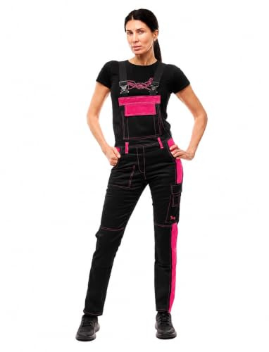 strongAnt Latzhose Damen stretch Arbeitshose für Frauen mit Kniepolstertaschen Baumwolle Cargo Hose Schwarz Grau Pink