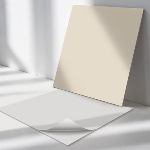Panneaux Muraux Adhesif 50x50 cm Adhesive Intérieur pour Sol Imperméable Décoratif Autocollant pour la Cuisine, Salle de Bains et Chambre Revêtement Mural - Couleur Beige