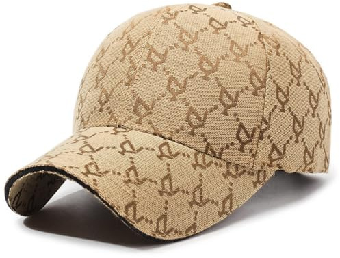 LVUNZJCA Baseball Cap Lässige Baseballkappe mit Jacquard-Buchstaben für Damen und Herren(Khaki)
