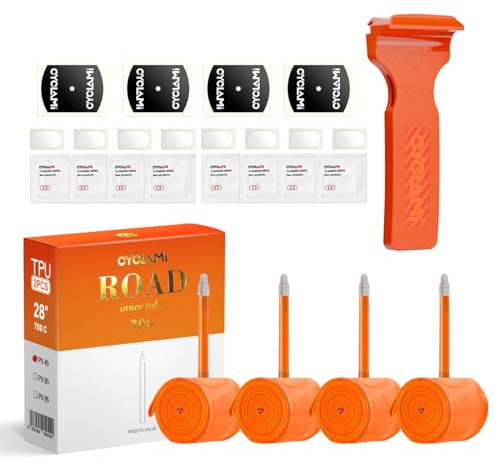Set di 4 CYCLAMI Camera d'Aria TPU Ultraleggera 700×18–32C/ 32–47C/ MTB29''1.9-2.5 Valvola Presta 45/65/85mm per Bici da Corsa, Gravel e Mountain Bike (700x18-32C – 45mm SV per Bici da Corsa)