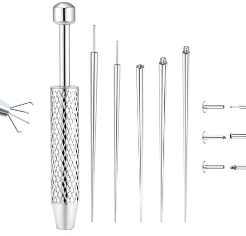 Sllaiss Piercing Kugel Aufdreher 316L Chirurgenstahl Piercings Zange | Piercing Wechsel Set, Einführhilfe für 16/18/20G Schmuck, Edelstahl Piercingnadel Taper für Nase Lippe Ohr Piercings