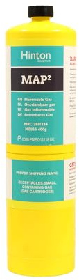 Hinton MAP PRO Gas Cylinder 400g | MAPP Gas Bottle for Blowtorch, Plumbing, Brazing, Soldering & Heating | CGA600 Propylene Torch Fuel