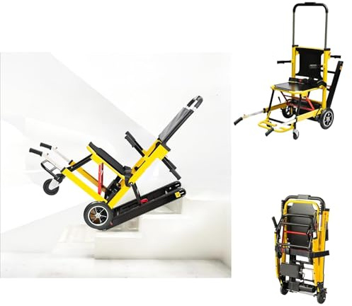 Silla de Ruedas para Subir Escaleras, Silla de Ruedas Eléctrica Plegable Ligera, Adecuada para Personas Mayores con Discapacidad, con Una Carga de 370 Libras, Ayudas Móviles y de Vida Diaria(Amarillo)